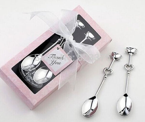 DHL Free Shipping 200pcs/lot=100sets/lot Double Heart Coffee Spoons Wedding favors and gifts - Merrygo