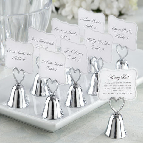 "Kissing Bell" Silver Bell Place Card Holder - Merrygo