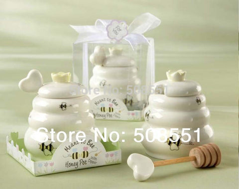 Meant to Bee Ceramic Honey Pot 8set/lot Wedding Bridal Shower Favor Gifts Free shipping - Merrygo