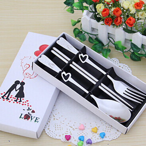 Retal&wholesale Wedding Favor small gift creative gifts for guest tableware bone china stainless steel fork spoon Couple spoon - Merrygo