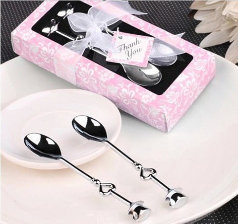 wedding favors and gifts box Free Shipping 100pcs/lot=50sets/lot Double Heart Coffee Spoons Wedding favors and gifts - Merrygo