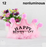Nonluminous/ LED Luminous Glow Birthday Hat Cap Flashing Hair Accessory HairHoop Headband Baby Child Prince Princess Paper Crown - Merrygo