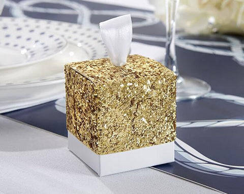New Wedding Party Favors And Gifts Candy Box "All That Glitters" Gold Glitter Favor Box For Guest 12pcs - Merrygo