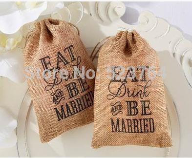 "Eat, Drink and Be Married" Burlap Favor Bags - Merrygo