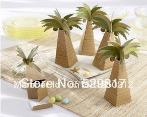 Free Shipping Factory directly sale 100PCS/LOT wedding favor box  coconut tree candy box Favor Box with Multi-dimensional Detail - Merrygo