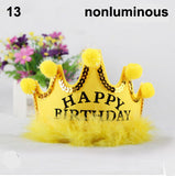 Nonluminous/ LED Luminous Glow Birthday Hat Cap Flashing Hair Accessory HairHoop Headband Baby Child Prince Princess Paper Crown - Merrygo