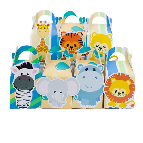 Safari Animals Favor Box Candy Box Gift Box Cupcake Box Boy Kids Birthday Party Supplies Decoration Event Party Supplies - Merrygo