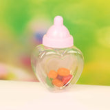 Plastic Blue and Pink Clear Heart Shape Baby Feeding Bottle Box Candy Container DIY Party Favors 12pcs - Merrygo