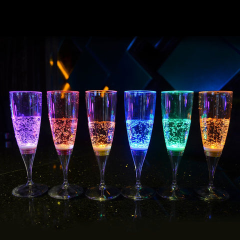 Popular! 6Pcs Liquid Active Led Champagne Glass Led Flash Champagne Cup,Led Flash Cups Led Glasses Drink Cup For Party Bars - Merrygo