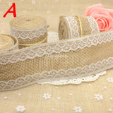 jute Burlap Hessian Ribbon with Lace - Merrygo