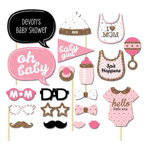 Baby Shower Photo Booth Props 20Pcs Girl Boy Birthday Party Photography Funny Masks Glasses Decor Mother Father Favor - Merrygo