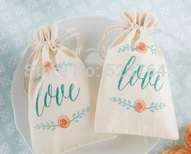 "In Bloom" Botanical Muslin Favor Bags - Merrygo