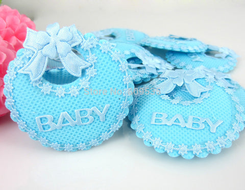 Free Shipping 30pcs Baby Shower Favors Blue Boy Baby Bibs Applique Embellishments/ trim/Shower Craft/Decoration - Merrygo