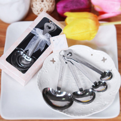 free shipping Creative gift Wedding Favor and gifts for guest love coffee spoon stainless steel tableware spoon 4 piece set - Merrygo