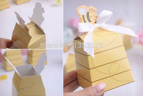 Free Shipping Wholesale 100 sets Baby Shower Favor Box "Sweet as Can Bee!" Mom and Baby Beehive Favor Box Wedding Gift Candy Box - Merrygo