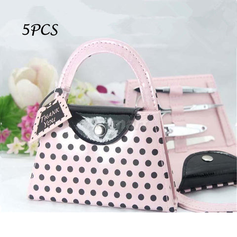 Pink Polka Dot Purse Nail Care Tool Manicure Set Birthday Party Favour Wedding Favors and Gifts For Guest Baby Shower Souvenirs - Merrygo