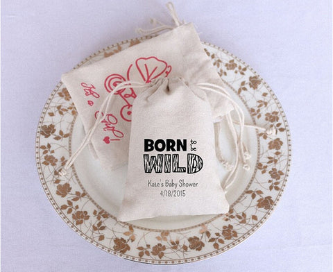 New arrival Free shipping 48pcs/lot "Born to be Wild" burlap baby birthday/party decoration candy gifts bags baby shower favors - Merrygo