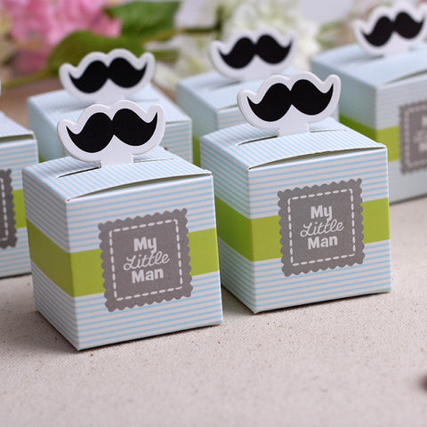 50pcs My little Man Cute Mustache Birthday Boy Baby Shower Favors Boxes - Merrygo