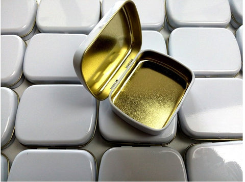 Size:58*45*15mm mint white tin box    small tin with white color  chewing gum packing box  candy metal case - Merrygo