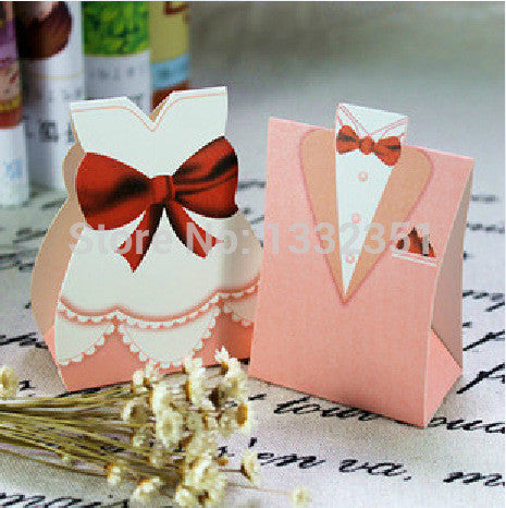 Pink Tuxedo Dress Gown Wedding Favors And Gifts Candy Box wedding souvenir Invitation gift box wedding favor gift box - Merrygo