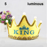 Nonluminous/ LED Luminous Glow Birthday Hat Cap Flashing Hair Accessory HairHoop Headband Baby Child Prince Princess Paper Crown - Merrygo