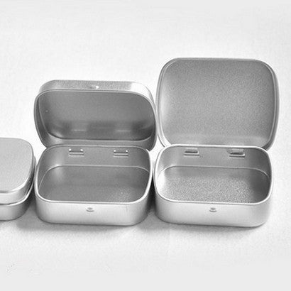 silver rectangle mini tin box - Merrygo