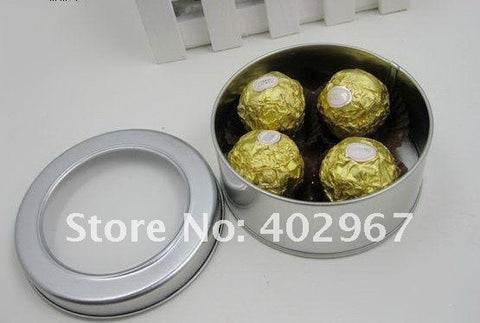 free shipping open window 9x3.5cm 30pcs/lot  pm Wedding can Metal Tin Boxes Round hold favors and gifts case - Merrygo