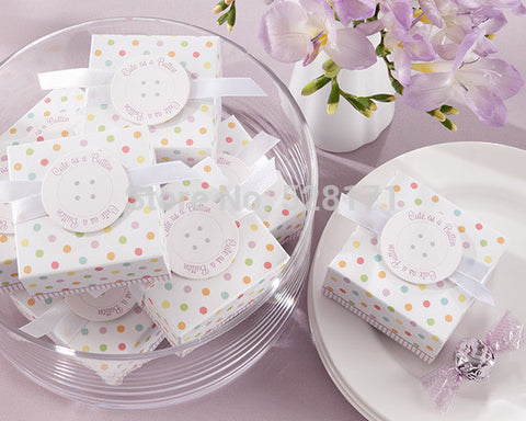 Cute As A Button Polka Dot Baby Shower Favor Boxes Wedding Favor Box 50PCS/LOT Free shipping - Merrygo