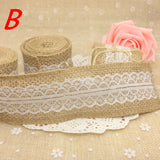 jute Burlap Hessian Ribbon with Lace - Merrygo
