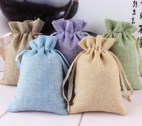 Free shipping 50pcs/Lot Newest Arrival Burlap Favor Bags Vintage Rustic Favor Wedding Candy Bags Linen Gifts Pouch Favor Bags - Merrygo