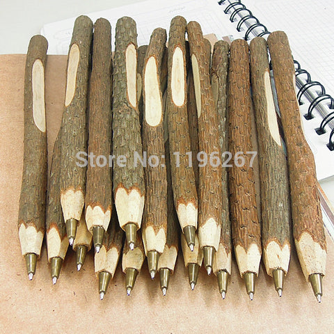 <12pcs/lot>Natural log pen vintage wedding favor and gifts DIY wooden pen can be write or carved wedding souvenirs novelty gift - Merrygo
