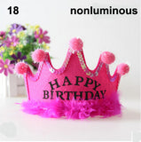Nonluminous/ LED Luminous Glow Birthday Hat Cap Flashing Hair Accessory HairHoop Headband Baby Child Prince Princess Paper Crown - Merrygo
