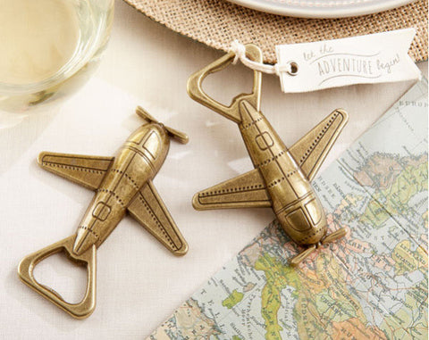 "Let the Adventure Begin" Antique Airplane Bottle Opener - Merrygo