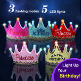 Nonluminous/ LED Luminous Glow Birthday Hat Cap Flashing Hair Accessory HairHoop Headband Baby Child Prince Princess Paper Crown - Merrygo