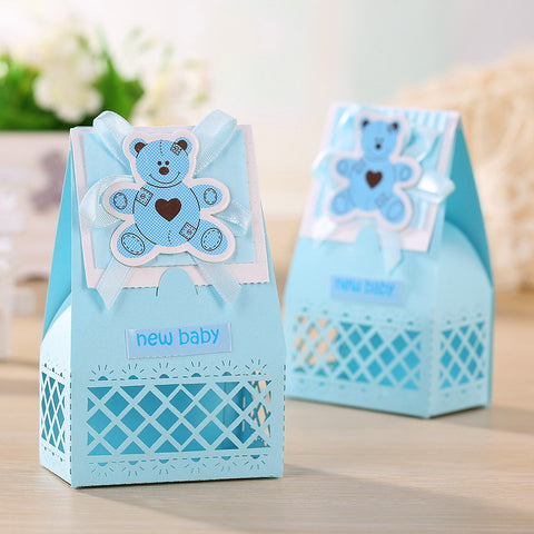 Pink and Blue Cute Baby Favors Boxes Baptism Bombonieres Favors Baby Shower Favors Ideas Guests Gifts Box (12Boxes) - Merrygo