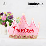 Nonluminous/ LED Luminous Glow Birthday Hat Cap Flashing Hair Accessory HairHoop Headband Baby Child Prince Princess Paper Crown - Merrygo