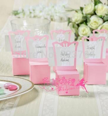 pink Miniature Chair Place Card Holder and Favor Box for baby shower - Merrygo