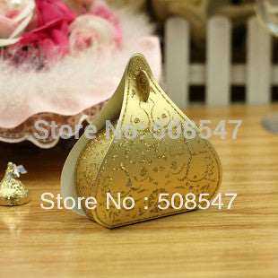 free shipping water droplet 100pcs  gold yellow water droplet  Wedding Favor Box gift box candy box wedding box - Merrygo