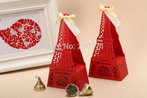 Red/Gold Laser Cut Towel Wedding Favor Boxes Wedding Candy Box Casamento Wedding Favors And Gifts 30pcs/lot - Merrygo