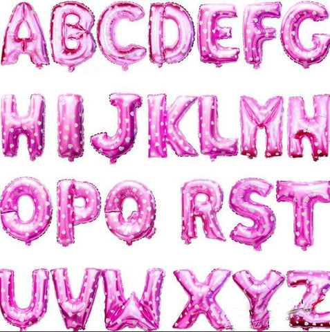 pink dots shiny capital letter metallic foil  Balloons - Merrygo