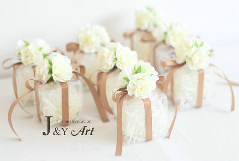 Romantic Candy Boxes with  Transparent  Silk Flower - Merrygo