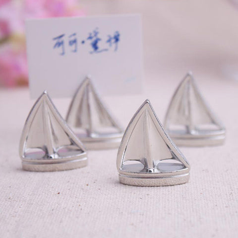 FREE SHIPPING Fedex or DHL"Shining Sails"Silver Sailboat Place Card Holders Wedding Party Birthday Baby Shower favors 100pcs/lot - Merrygo