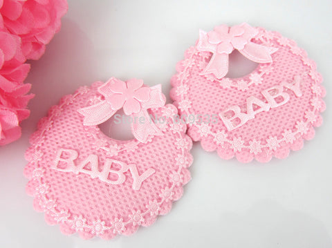 Free Shipping 30pcs Baby Shower Favors Pink Girl Baby Bibs Applique Embellishments/ trim/Shower Craft/Decoration - Merrygo