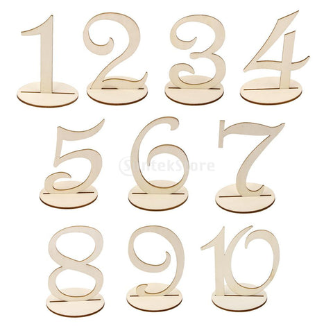 MDF Wooden 10cm Table Numbers 1-10 Base Set Wedding Birthday Party French - Merrygo