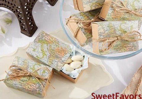 "Around the World" Map Favor Box - Merrygo