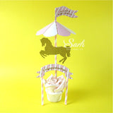 Congratulation Party Pink Blue Carousel Insert Card Cake Decoration Wedding Happy Birthday  Party Lovely Gift - Merrygo