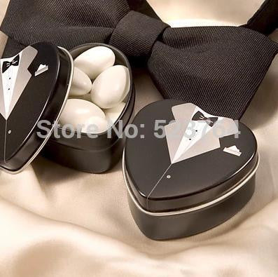 Tuxedo & Bride Design Chocolate Gifts Candy tin favor box 24pcs for Wedding Ceremony Party Stuff Favors - Merrygo