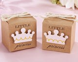 Little Prince/Princess Kraft Paper Baby Shower Favor Box with Twine Bow Pack of 12pcs - Merrygo