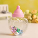Plastic Blue and Pink Clear Heart Shape Baby Feeding Bottle Box Candy Container DIY Party Favors 12pcs - Merrygo