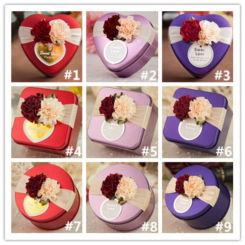 Free Shipping Wedding Favor Tinplate Candy Boxes Love Heart/Square/Round Wedding Chocolate Gifts Boxes Candy Favor Tin Boxes - Merrygo
